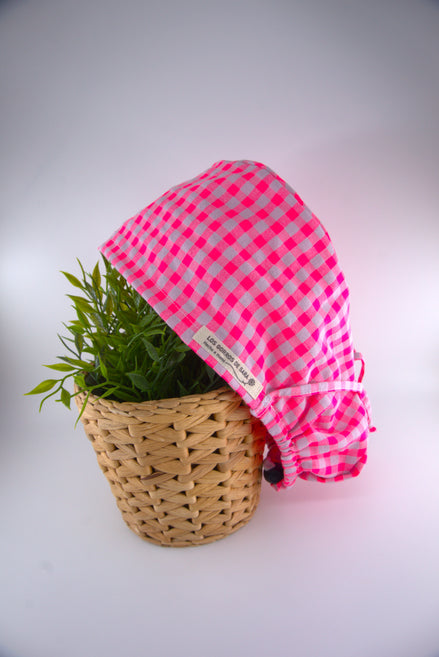 Gorro pelo largo ajustable - Rosa flúor & lavanda