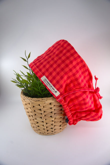 Gorro pelo largo ajustable - Rojo cereza