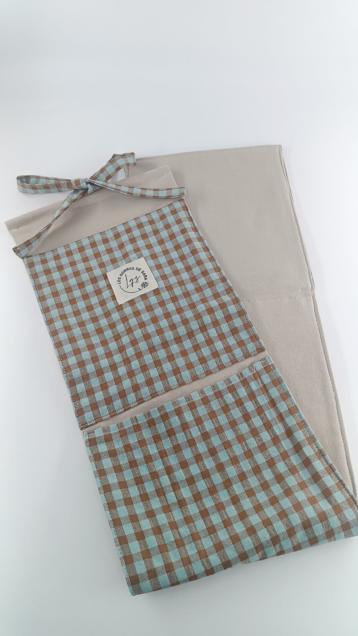 Organizador - Vichy Chocolate mint - 4 bolsillos