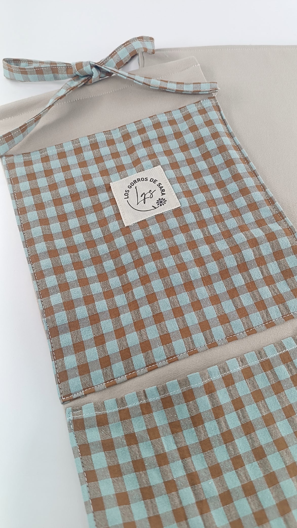 Organizador - Vichy Chocolate mint - 4 bolsillos