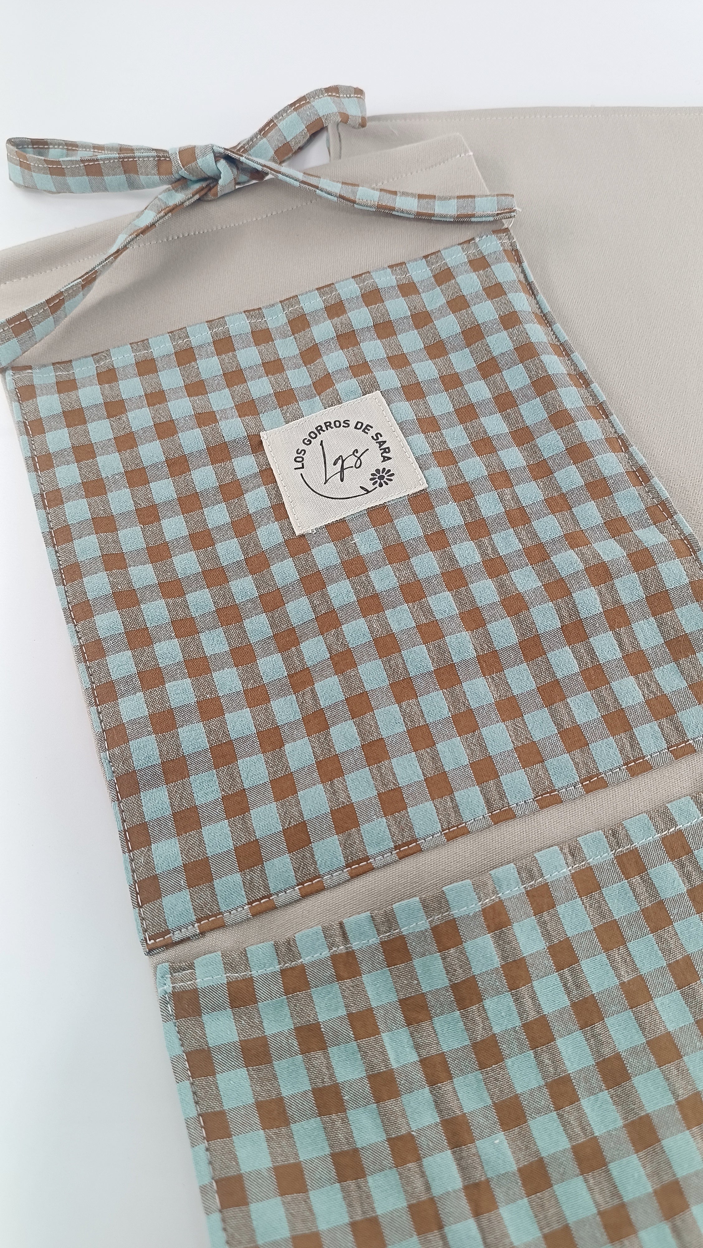 Organizador - Vichy Chocolate mint - 4 bolsillos