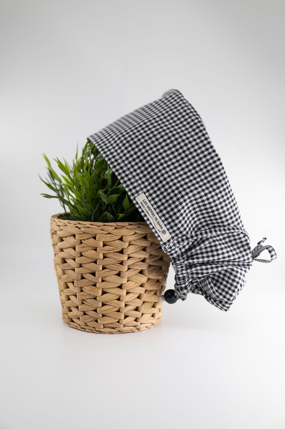 Gorro pelo largo ajustable - Vichy negro