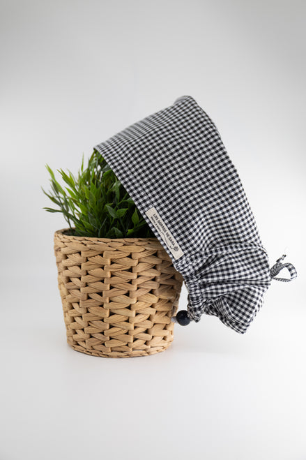 Gorro pelo largo ajustable - Vichy negro